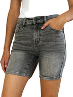 Women’s Judy Blue Denim Shorts Gray High Waist Washed Casual Jean Shorts S-3XL - Styleinger