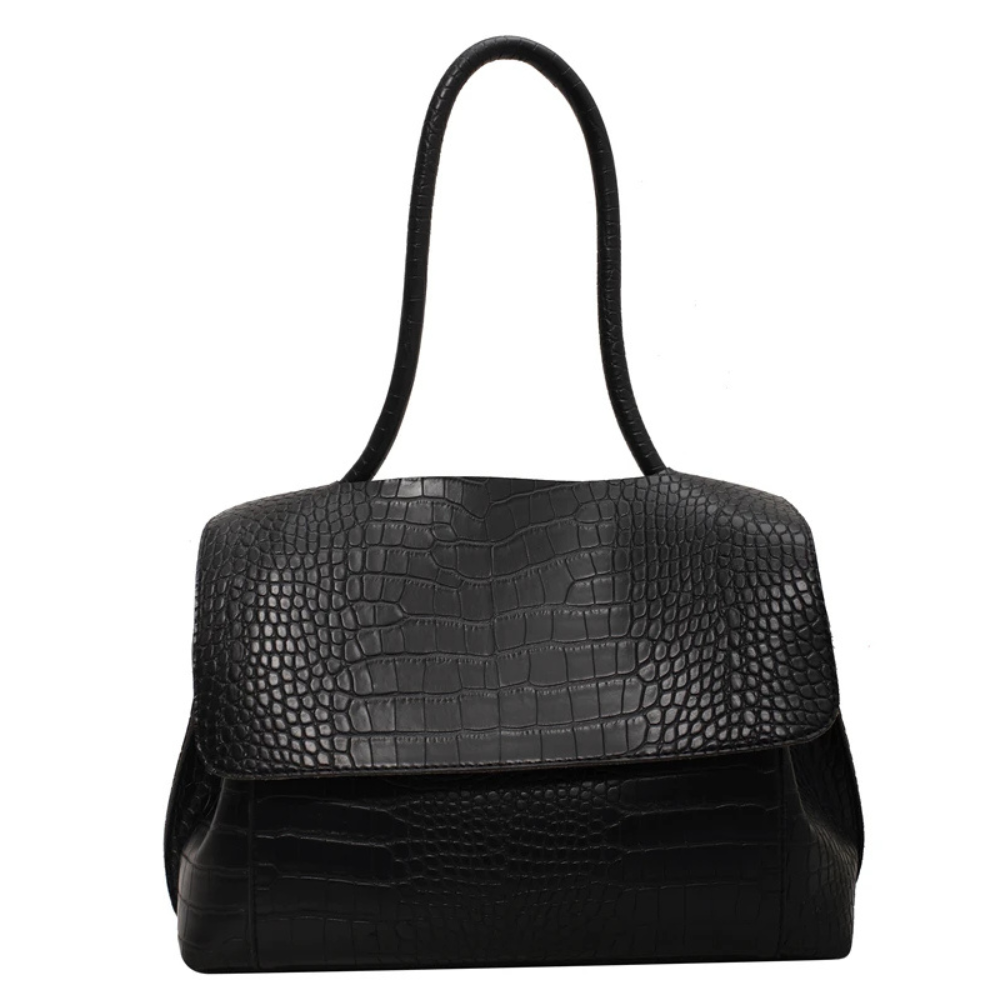 Women's Large Shoulder Bag Crocodile Embossed Pu Leather Flap Handbags