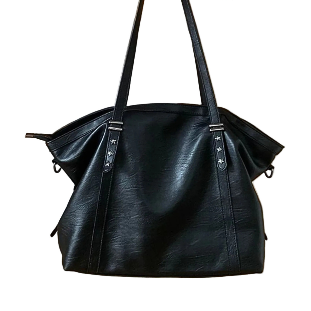 Women's Large Shoulder Bag Star Beaded Straps Pu Leather Casual Handbags