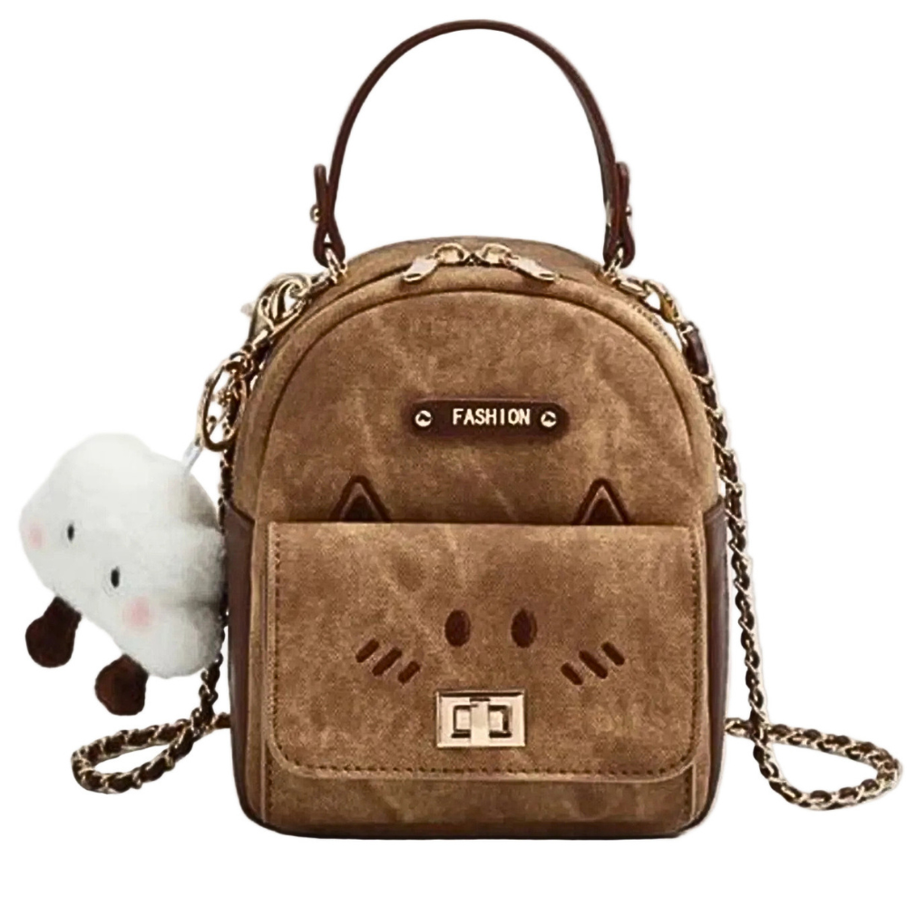 Women's Mini Backpack Cute Cartoon Chain Straps Pu leather Zip Shoulder Bag
