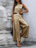 Round Neck Tank Top and Pants Two-Piece Set