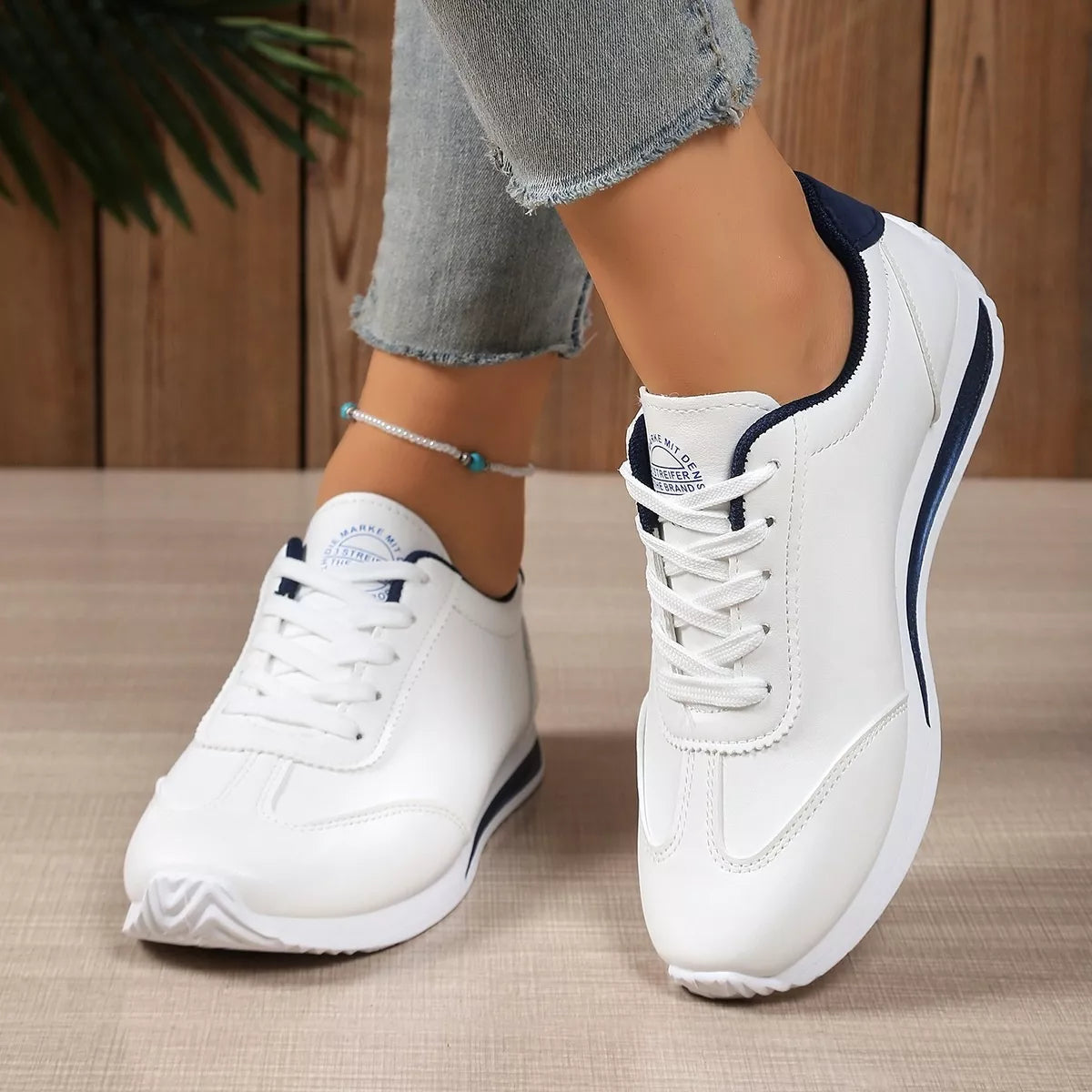 Women's PU Leather Lace-Up Sneakers | Casual Flat Comfort Shoes EU 35–43