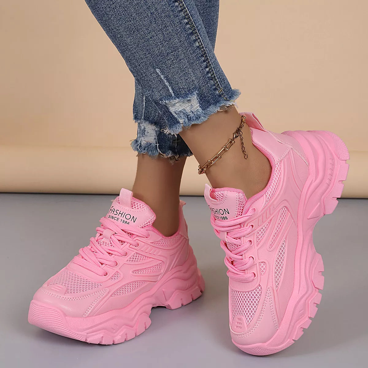 Women's Platform Sneakers | Lace-Up Round Toe Athletic Casual Shoes EU 35–41