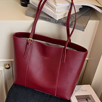 Women's Tote Bags Casual PU Leather Medium Solid Zipper Handbags