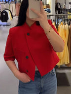 Women's Turtleneck Blazer | Half Sleeve Solid Coat | Styleinger