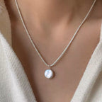 Womens Necklace Silver Chain Pearl Pendant Silver-plated Silver onesize Womens_Necklace_Silver_Chain_Pearl_Pendant_Silver-plated Trendsi