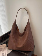 Womens Shoulder Bag Woven Straw Texture Pu Leather Large Handbag Womens_Shoulder_Bag_Woven_Straw_Texture_Pu_Leather_Large_Handbag Trendsi