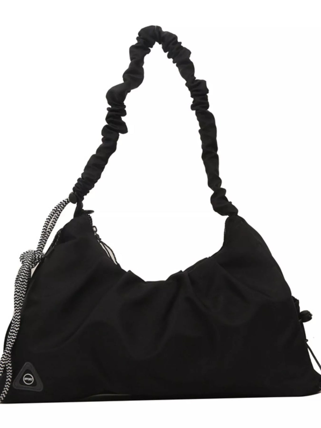 Womens Shoulder Crossbody Bag Casual Ruched Oxfrod Fabric Black Handbag Womens_Shoulder_Crossbody_Bag_Casual_Ruched_Oxfrod_Fabric_Black_Handbag Trendsi