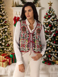 Womens Vest Coat Floral Embroidered Deep Red Tie-Front Sleeveless Deep Red Womens_Vest_Coat_Floral_Embroidered_Deep_Red_Tie-Front_Sleeveless Trendsi