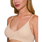 Zenana Seamless Bra with Removable Bra Pads Comfort Stretch Wire-free Beige