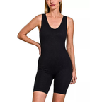 Zenana Sleeveless Bodysuit Black Romper Scoop Neck Slimming Activewear
