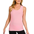 Zenana Sleeveless Tank Top Rib Pink Casual Scoop Neck Blouse Basic Style