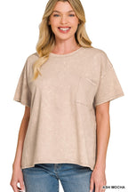 Zenana Cotton Set Relaxed T-shirt & Short Set French Terry Acid Washed Loungwear