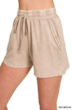 Zenana Cotton Set Relaxed T-shirt & Short Set French Terry Acid Washed Loungwear