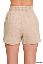 Zenana Cotton Set Relaxed T-shirt & Short Set French Terry Acid Washed Loungwear
