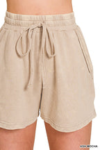 Zenana Cotton Set Relaxed T-shirt & Short Set French Terry Acid Washed Loungwear