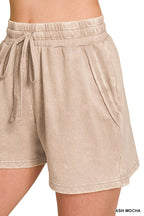 Zenana Cotton Set Relaxed T-shirt & Short Set French Terry Acid Washed Loungwear