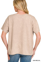 Zenana Cotton Set Relaxed T-shirt & Short Set French Terry Acid Washed Loungwear