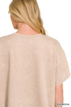 Zenana Cotton Set Relaxed T-shirt & Short Set French Terry Acid Washed Loungwear