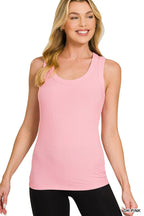 Zenana Sleeveless Tank Top Rib Pink Casual Scoop Neck Blouse Basic Style