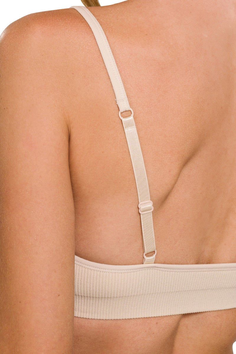 Zenana Seamless Bra with Removable Bra Pads Comfort Stretch Wire-free Beige