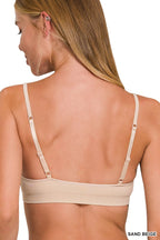 Zenana Seamless Bra with Removable Bra Pads Comfort Stretch Wire-free Beige