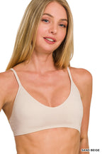 Zenana Seamless Bra with Removable Bra Pads Comfort Stretch Wire-free Beige