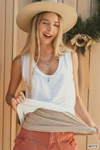 Zenana White Tank Top Casual Lightweight Sleeveless Summer Blouse