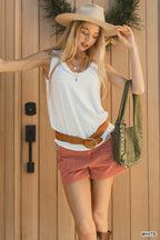 Zenana White Tank Top Casual Lightweight Sleeveless Summer Blouse