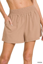 Zenana Casual Shorts Drawstring Waist Comfort Lightweight Joggers Cocoa