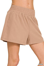 Zenana Casual Shorts Drawstring Waist Comfort Lightweight Joggers Cocoa