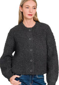 Zenana Cardigan Wool Sweater Black Buttoned Long Sleeve for Woman BLACK Zenana_Cardigan_Wool_Sweater_Black_Buttoned_Long_Sleeve_for_Woman Trendsi