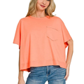 Zenana Casual Cotton T-shirt Short Sleeve Coral Oversized Women Loose Blouse
