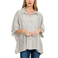 Zenana Casual Stripe Shirt Oversized Lightweight Short Sleeve Button-up Top