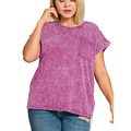 Zenana Casual T-shirt Cotton Round Neck Short Sleeve Light Plum Plus Sizes