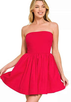 Zenana Combined Knit Tube Top Flare Mini Dress Women’s Casual Knit Summer Dress