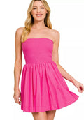 Zenana Combined Knit Tube Top Flare Mini Dress Women’s Casual Summer Outfit