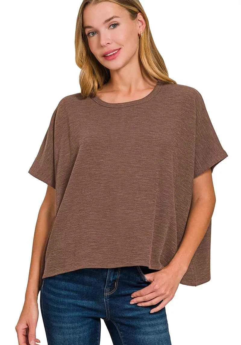 Zenana Cotton Slub Oversized Tee Women’s Casual Boxy Short Sleeve T‑Shirt