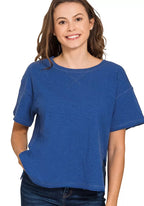 Zenana Cotton Slub Short Sleeve Tee – Women’s Casual Knit T‑Shirt