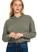 Zenana Crop Hoodie Dark Olive Drop Shoulder Ribbed Top DK OLIVE Zenana_Crop_Hoodie_Dark_Olive_Drop_Shoulder_Ribbed_Top-Max-Origin Trendsi