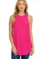 Zenana Curved Hem Slub Tunic Tank – Relaxed Fit Women’s Tunic Length Tank Top