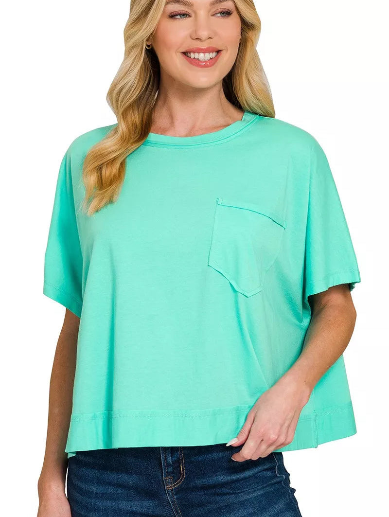 Zenana Exposed Seam Boxy Top