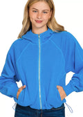 Zenana Fleece Hoodie Ocean Blue Pigment Dye Zip Up with Pockets OCEAN BLUE Zenana_Fleece_Hoodie_Ocean_Blue_Pigment_Dye_Zip_Up_with_Pockets Trendsi