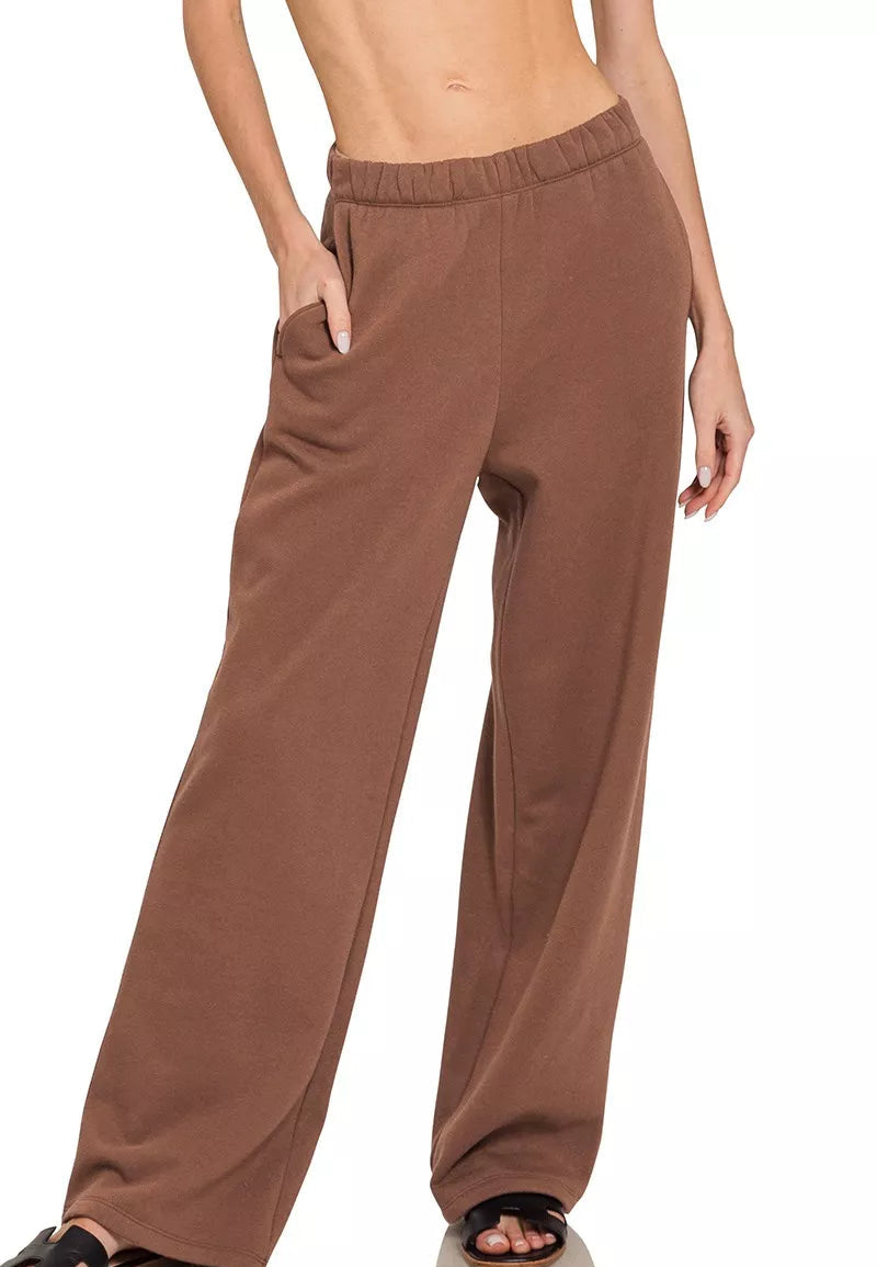 Zenana Fleece Sweatpant Womens Brown Joggers with Pockets Zenana_Fleece_Sweatpant_Womens_Brown_Joggers_with_Pockets Trendsi