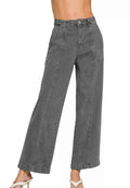 Zenana Jeans Straight Leg Ash Black Utility Pocket Women Denim Pants