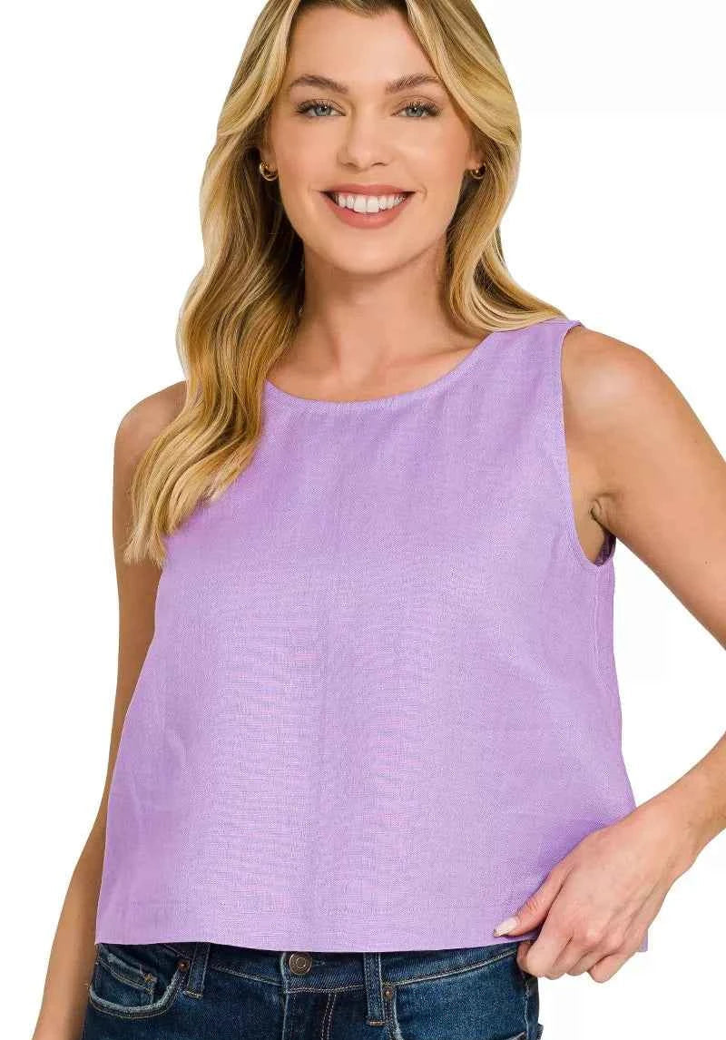 Zenana Linen Cropped Tank Top