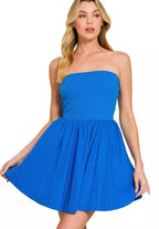 Zenana Combined Knit Tube Top Flare Mini Dress