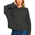 Zenana Oversized Sweater Cardigan Button-up Black Long Sleeve Lightweight Knit Top