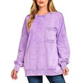 Zenana Oversized Sweatshirt Cotton Halo Washed Long Sleeve Exposed Seam Top