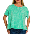 Zenana Oversized T-shirt Green Cotton Halo Washed Basic Casual Short Sleeve Top